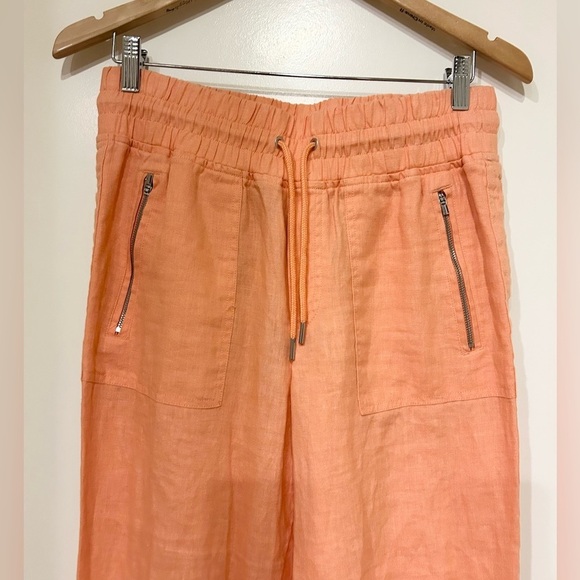 Womens Athleta Cabo Linen Joggers Pants Pull On Orange Peach size 6 - Picture 3 of 10